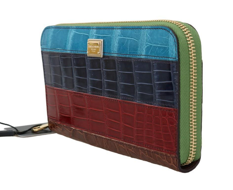 Multicolor Alligator Crocodile Leather Continental Wallet