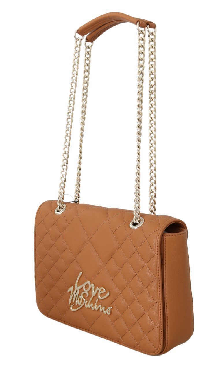 Beige Quilted Faux Leather Handbag