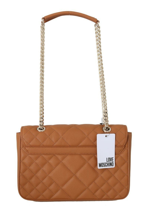 Beige Quilted Faux Leather Handbag