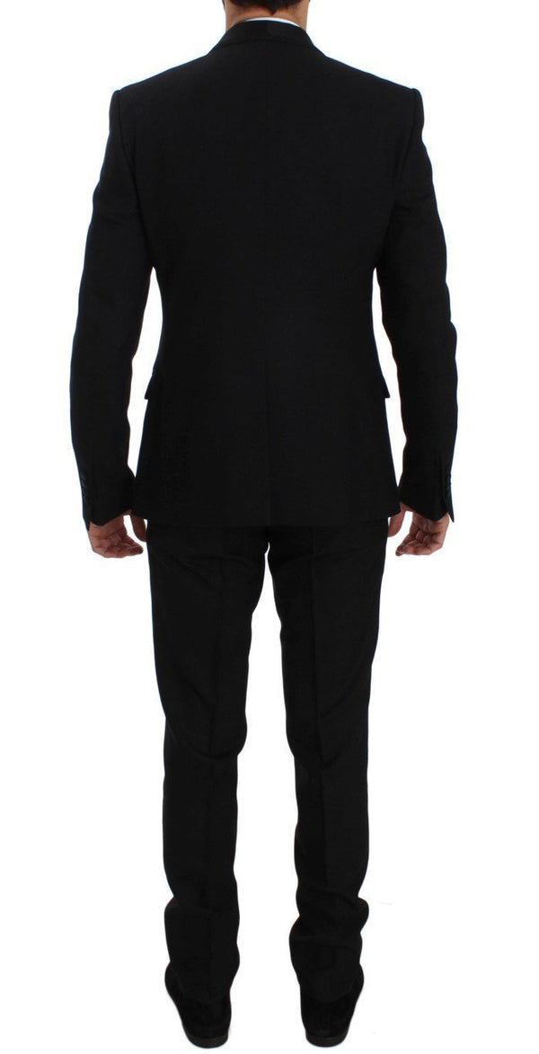 Black Wool Silk Slim Fit 3 Piece Suit