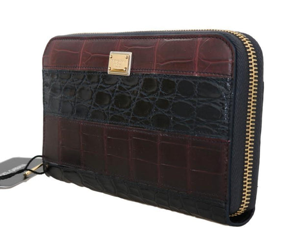 Brown Alligator Crocodile Leather Continental Wallet