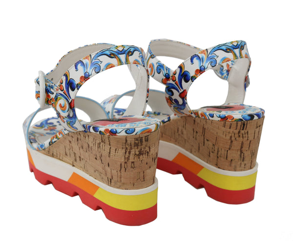 Wedges Majolica Leather Sandals