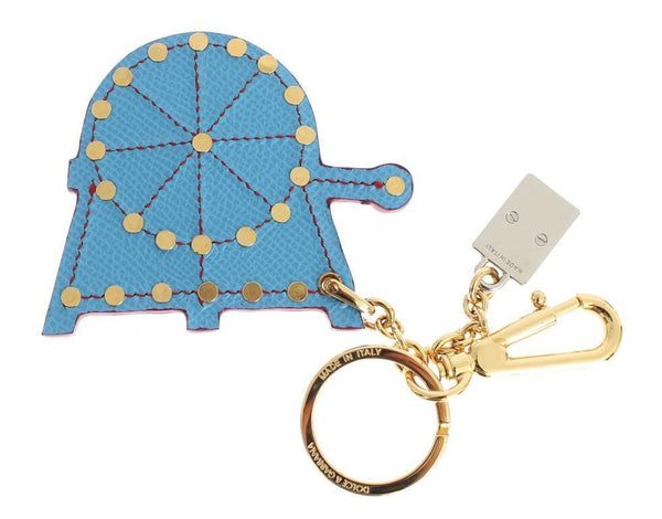 Multicolor Leather Cart Wheel Gold Keychain