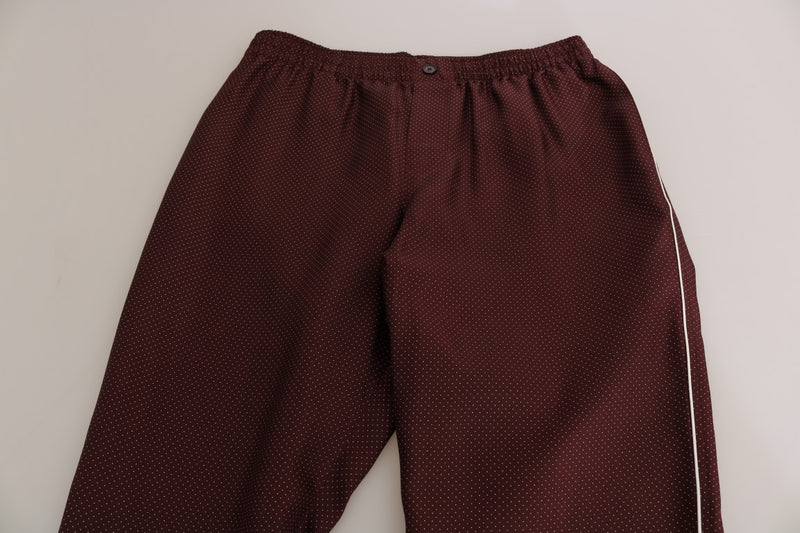 Bordeaux Dotted Silk Pajama Pants