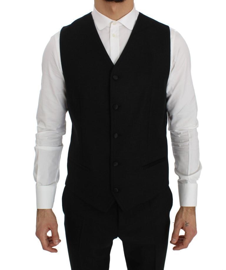 Black Wool Silk Slim Fit 3 Piece Suit