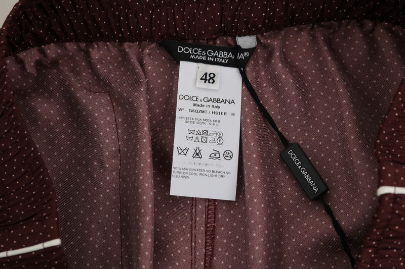Bordeaux Dotted Silk Pajama Pants
