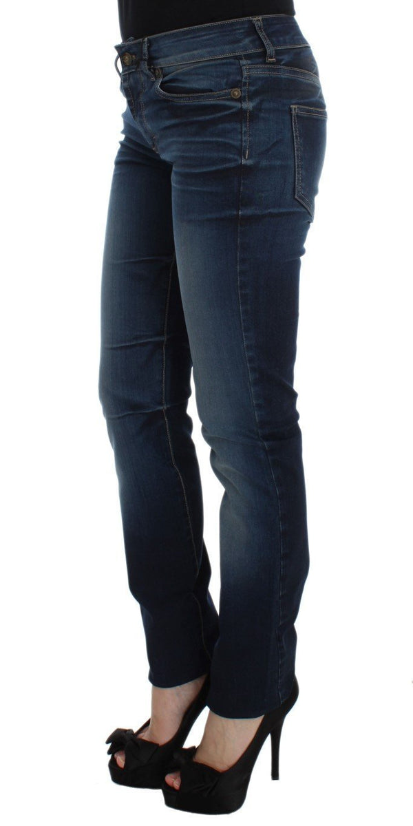 Blue Cotton Blend Slim Fit Stretch Jeans