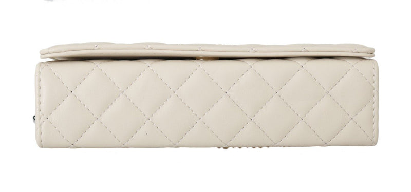 White Quilted Faux Leather Messenger Bag