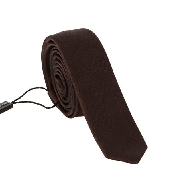 Brown Solid Silk Slim Tie