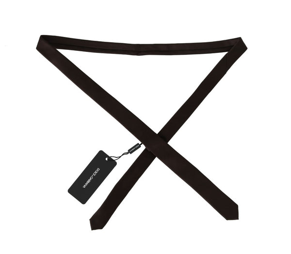 Brown Solid Silk Slim Tie