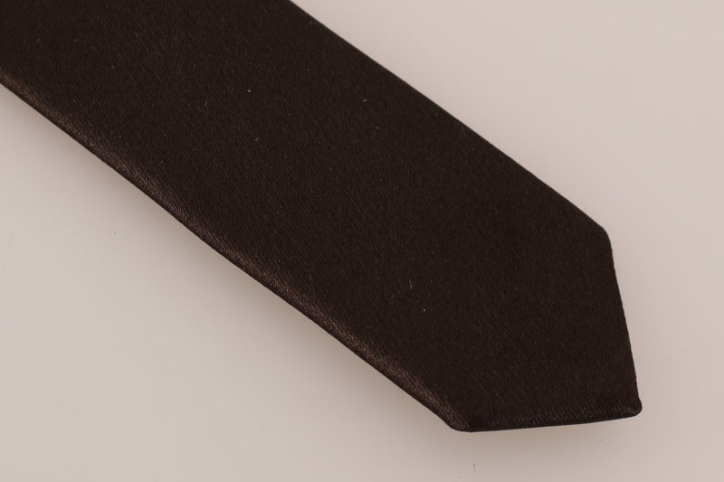 Brown Solid Silk Slim Tie