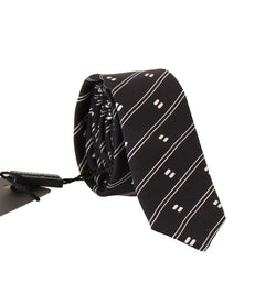 Black Silk White Striped Slim Tie