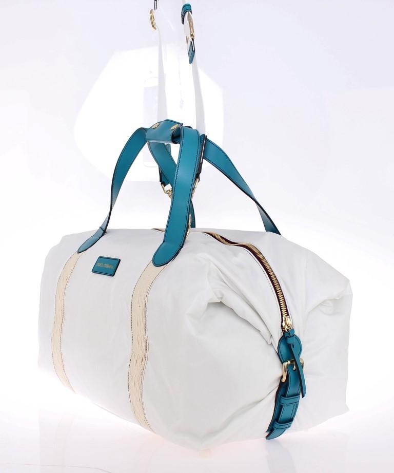 White nylon unisex travel bag