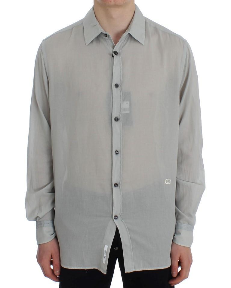 Gray Cotton Regular Fit Casual Shirt