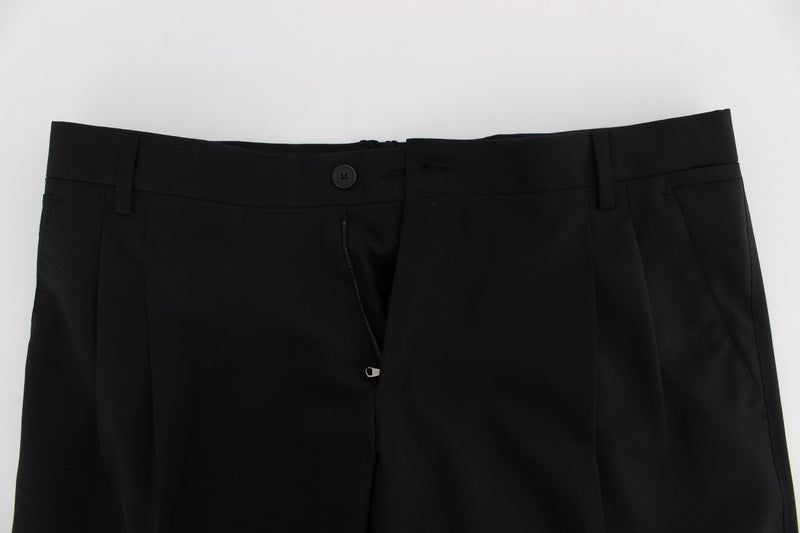 Black Wool Stretch Formal Slim Fit Dress Pants