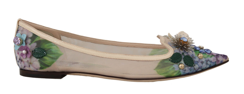 Beige Hortensia Crystal Ballet Flats