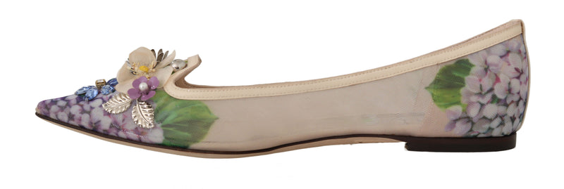 Beige Hortensia Crystal Ballet Flats