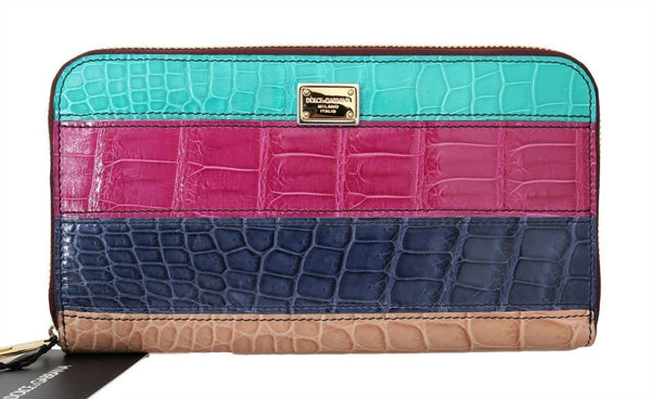 Multicolor Alligator Crocodile Leather Continental Wallet