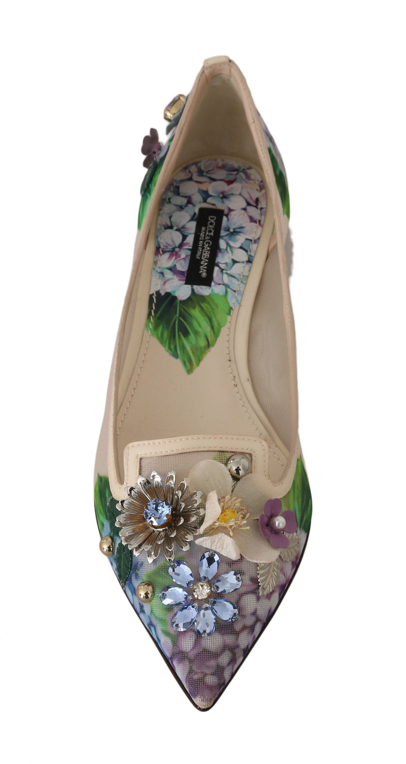 Beige Hortensia Crystal Ballet Flats