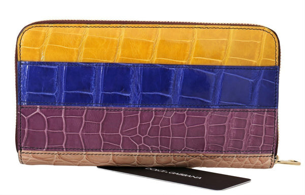 Multicolor Alligator Crocodile Leather Continental Wallet
