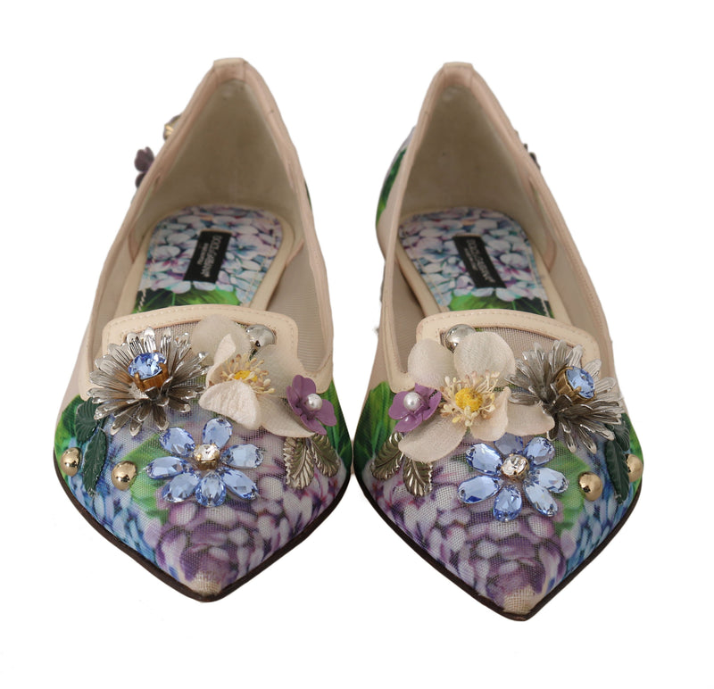 Beige Hortensia Crystal Ballet Flats