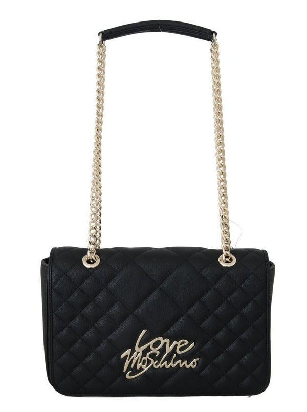 Black Quilted Faux Leather Handbag