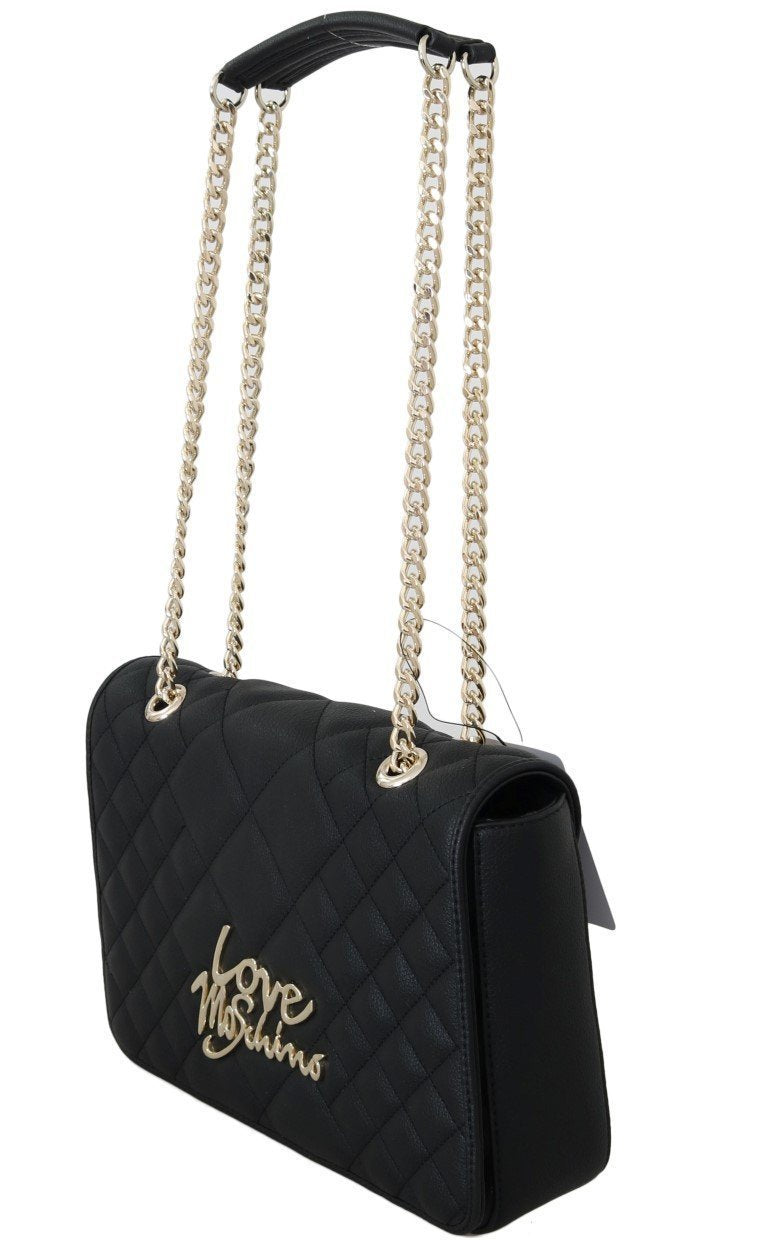 Black Quilted Faux Leather Handbag