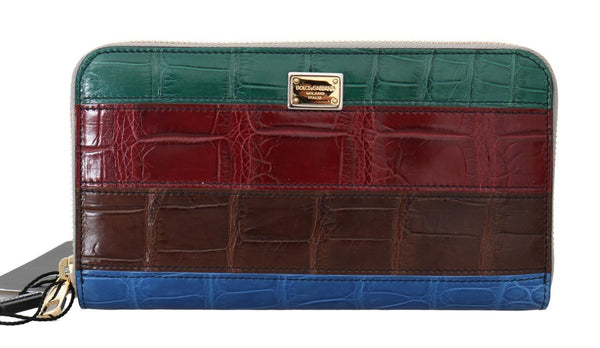 Multicolor Crocodile Leather Continental Wallet