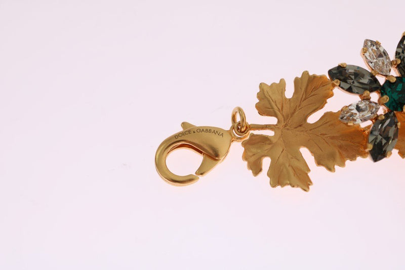 Gold Brass Crystal ladybirds Leaf Statement Bracelet