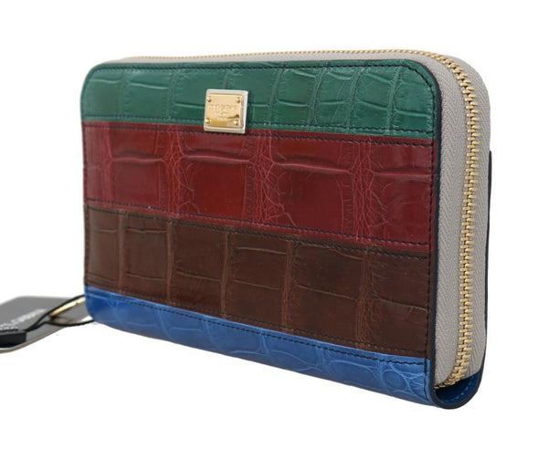 Multicolor Crocodile Leather Continental Wallet