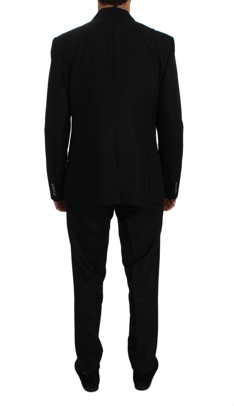 Black Wool Silk Slim Fit 3 Piece Suit
