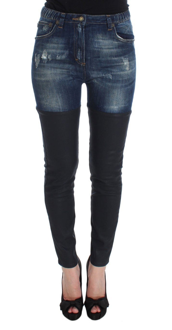 Blue Cotton Slim Fit High Waist Jeans