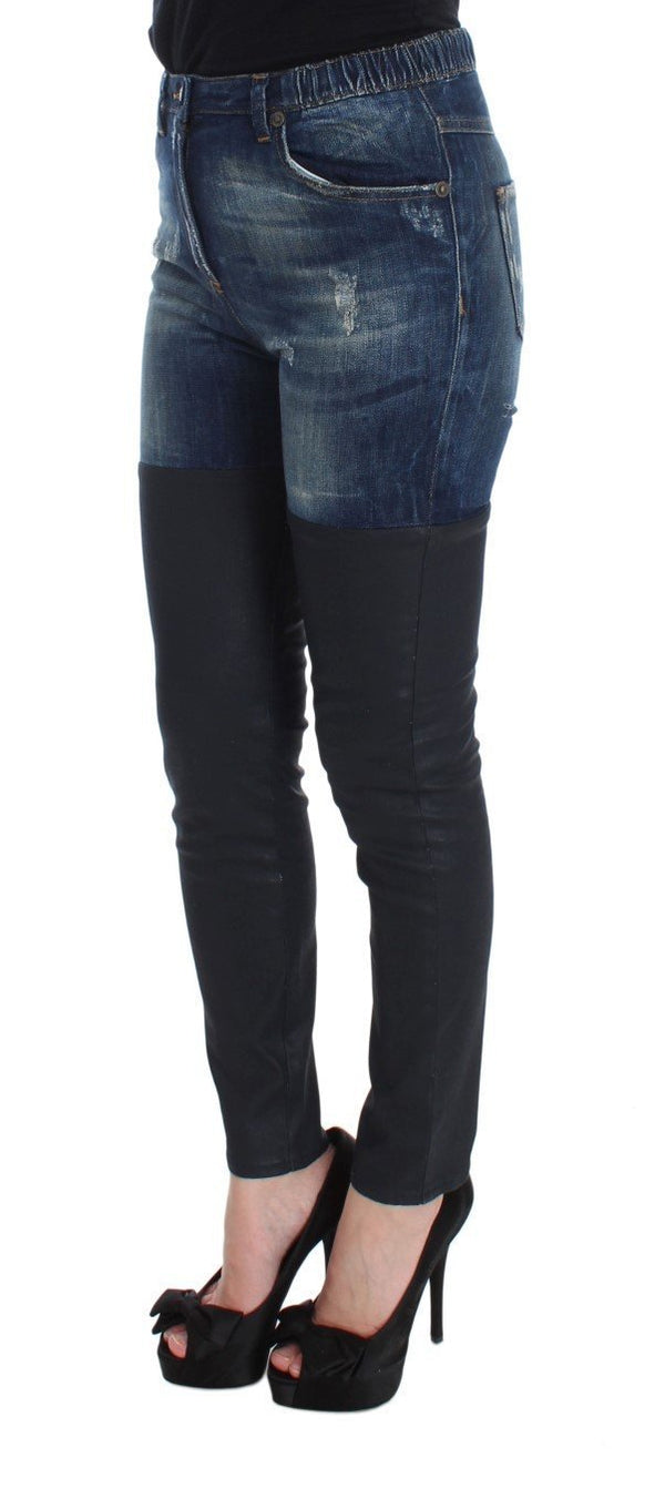 Blue Cotton Slim Fit High Waist Jeans