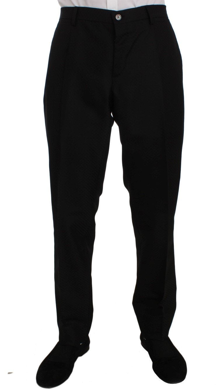 Black Wool Silk Slim Fit 3 Piece Suit