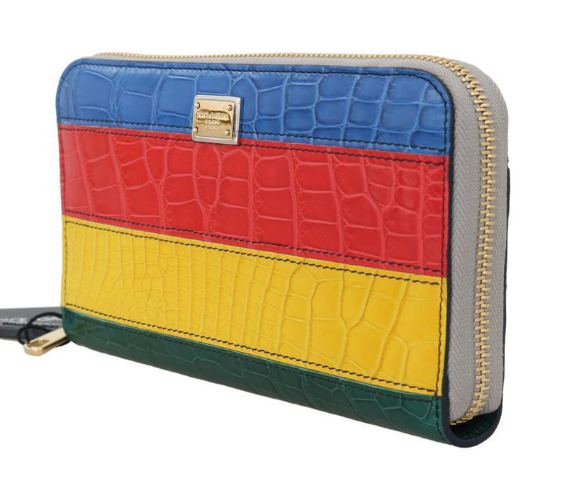 Multicolor Alligator Crocodile Leather Continental Wallet