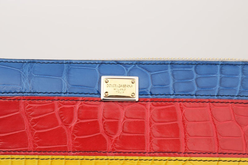 Multicolor Alligator Crocodile Leather Continental Wallet