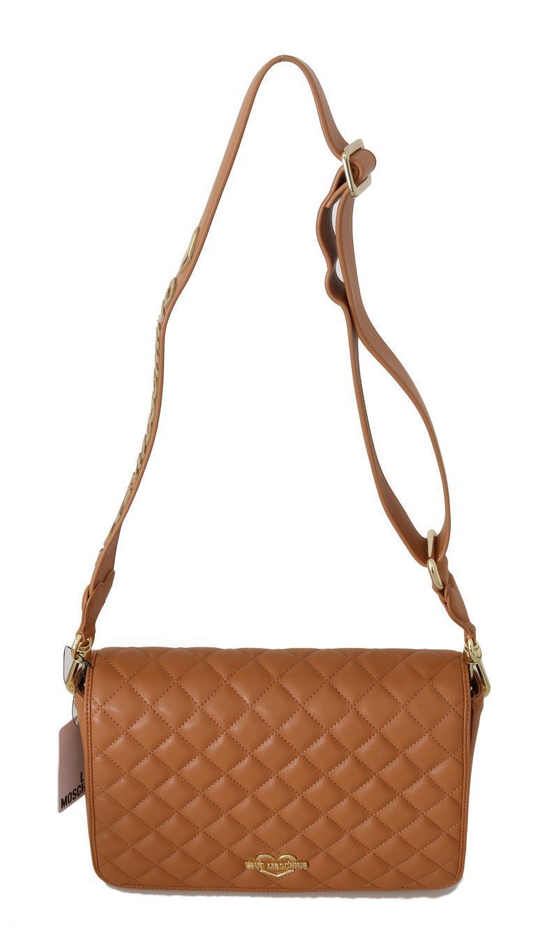 Beige Quilted Faux Leather Handbag