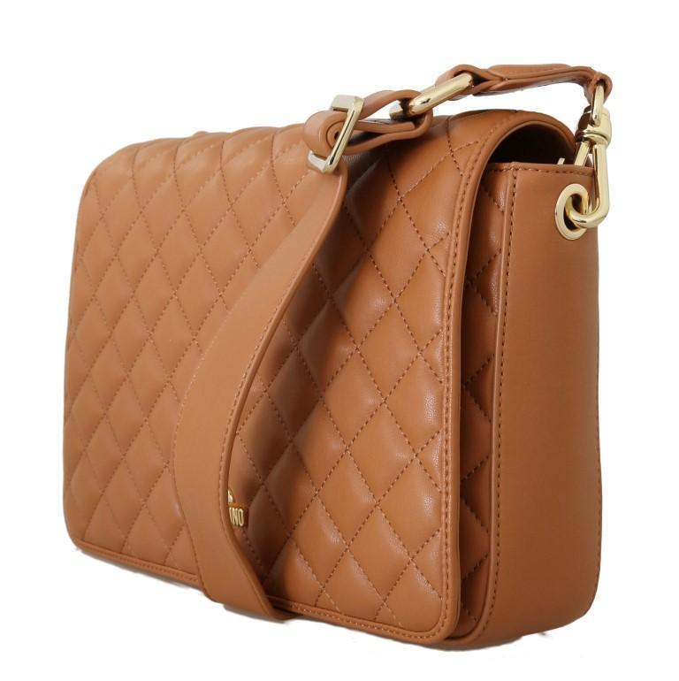 Beige Quilted Faux Leather Handbag