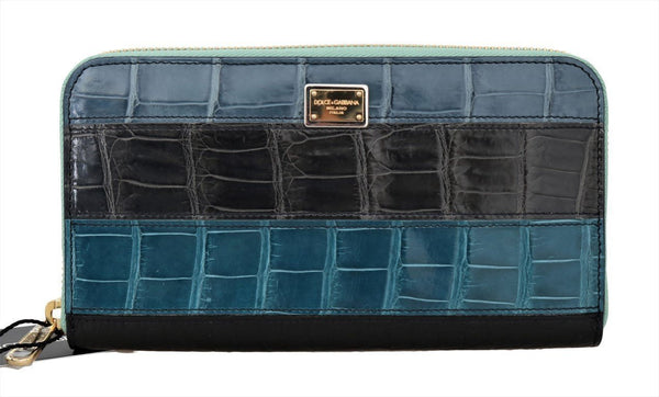 Multicolor Crocodile Leather Continental Wallet