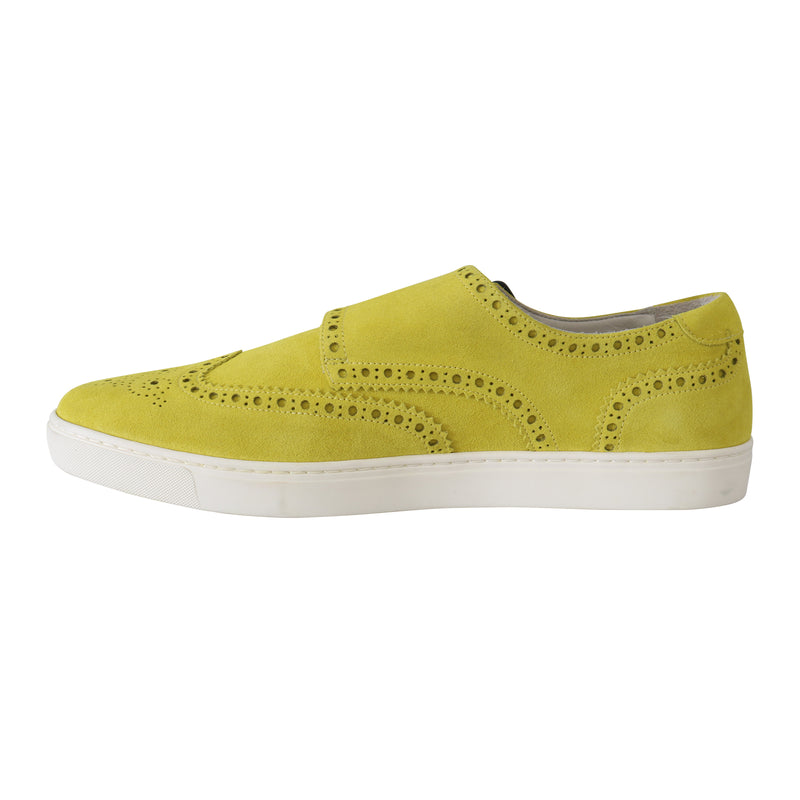 Yellow Leather Mens Casual Sneakers