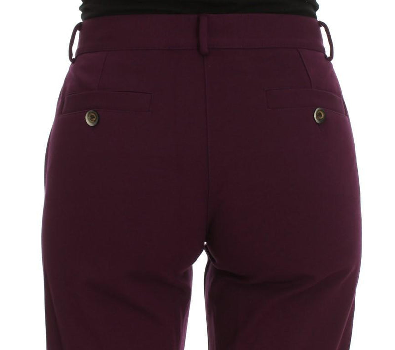 Purple Viscose Blend Slim Fit Dress Pants