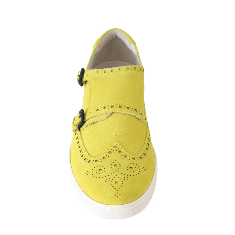 Yellow Leather Mens Casual Sneakers