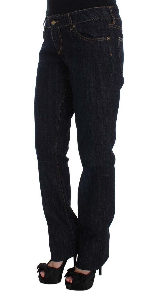 Blue Cotton Straight Fit Stretch Jeans