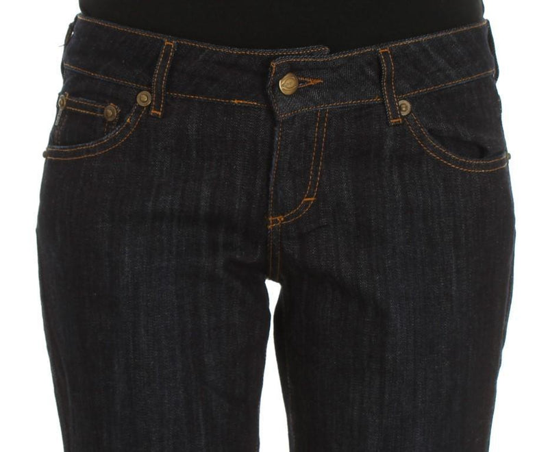 Blue Cotton Straight Fit Stretch Jeans