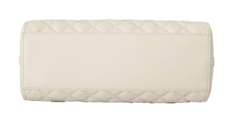 White Quilted Faux Leather Shoulder Bag