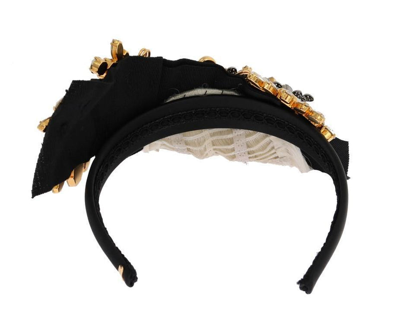 Black Crystal White Hair Headband