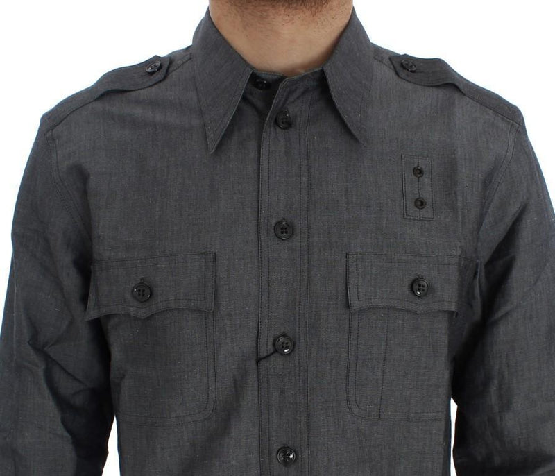 Gray Linen Cotton Casual Shirt