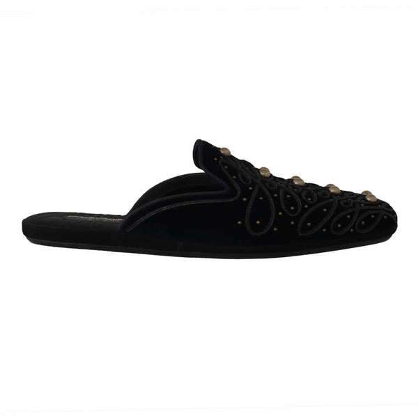 Blue Black Velvet Velvet Sandals Slippers