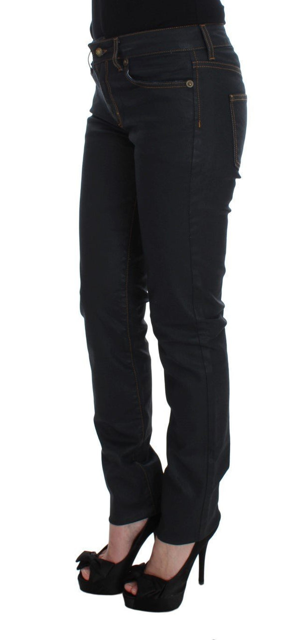 Blue Cotton Blend Slim Fit Stretch Jeans