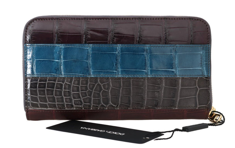 Multicolor Alligator Crocodile Leather Continental Wallet